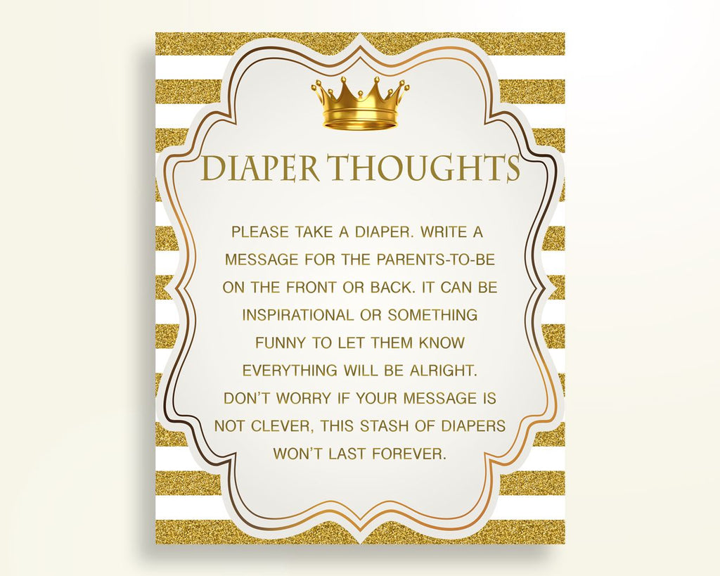 Diaper Thoughts Baby Shower Diaper Thoughts Royal Baby Shower Diaper Thoughts Gold White Baby Shower Gold Diaper Thoughts prints Y9MQF - Digital Product