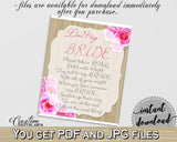 Roses On Wood Bridal Shower Don't Say Bride in Pink And Beige, ring game, flowers wood, customizable files, party theme, party ideas - B9MAI - Digital Product