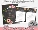 Chalkboard Flowers Bridal Shower Advice For The Bride And Groom in Black And Pink, wedding wishes, blackboard bridal, party ideas - RBZRX - Digital Product