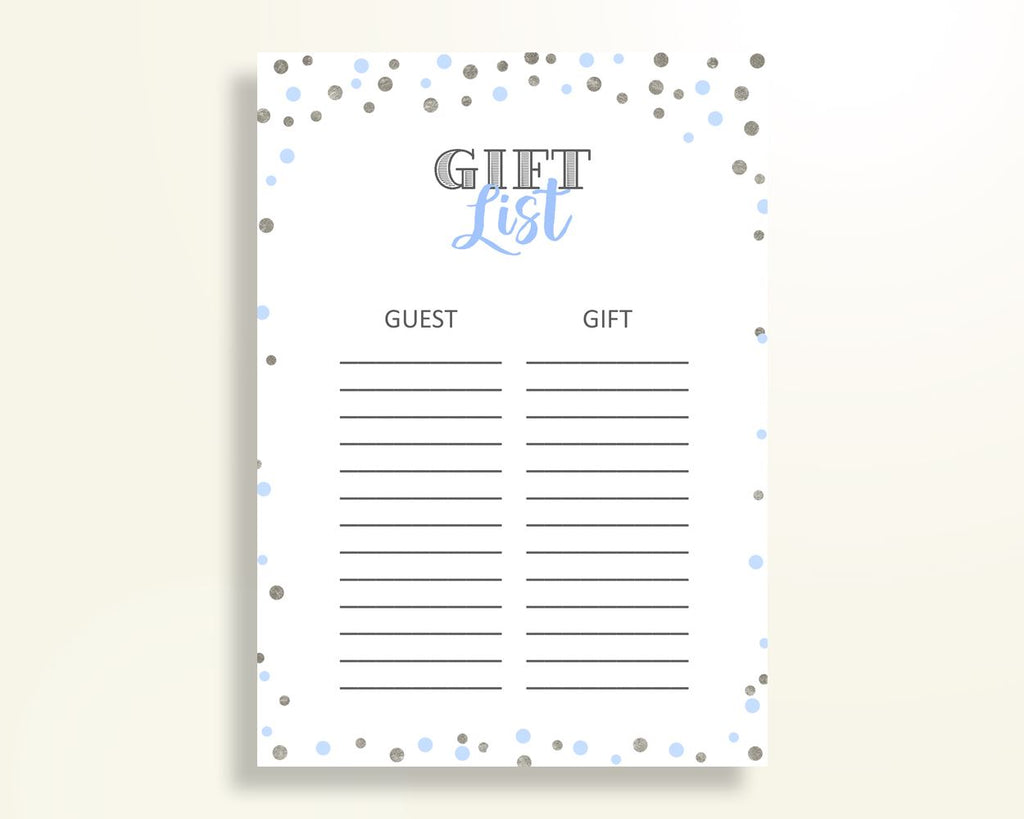 Gift List Baby Shower Gift List Blue And Silver Baby Shower Gift List Blue Silver Baby Shower Blue And Silver Gift List party ideas OV5UG - Digital Product
