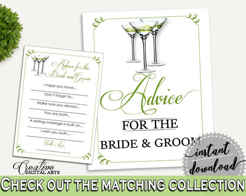Advice Bridal Shower Advice Modern Martini Bridal Shower Advice Bridal Shower Modern Martini Advice Green White party plan, prints ARTAN - Digital Product