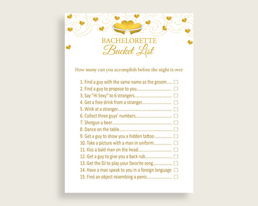 Bachelorette Bucket List Bridal Shower Bachelorette Bucket List Gold Hearts Bridal Shower Bachelorette Bucket List Bridal Shower Gold 6GQOT