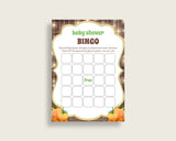 Bingo Baby Shower Bingo Autumn Baby Shower Bingo Baby Shower Autumn Bingo Brown Orange printable files party theme party planning 0QDR3 - Digital Product