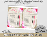 Roses On Wood Bridal Shower He Said She Said Game in Pink And Beige, first move, plank shower, party planning, party plan, prints - B9MAI - Digital Product