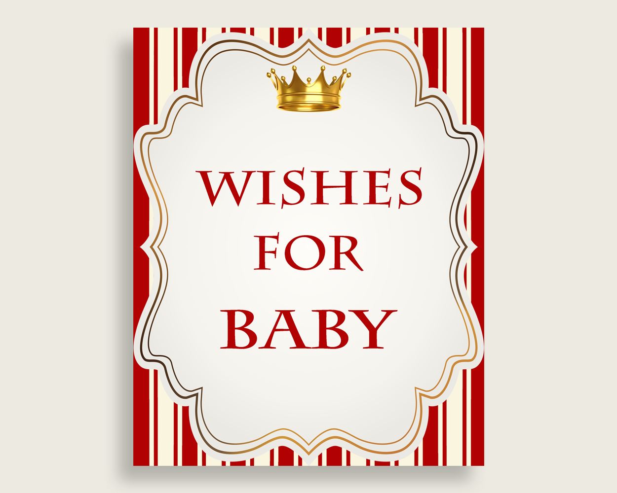 Red Gold Wishes For Baby Cards & Sign, Prince Baby Shower Boy Well Wishes Game Printable, Instant Download, Little Prince Cute Theme 92EDX