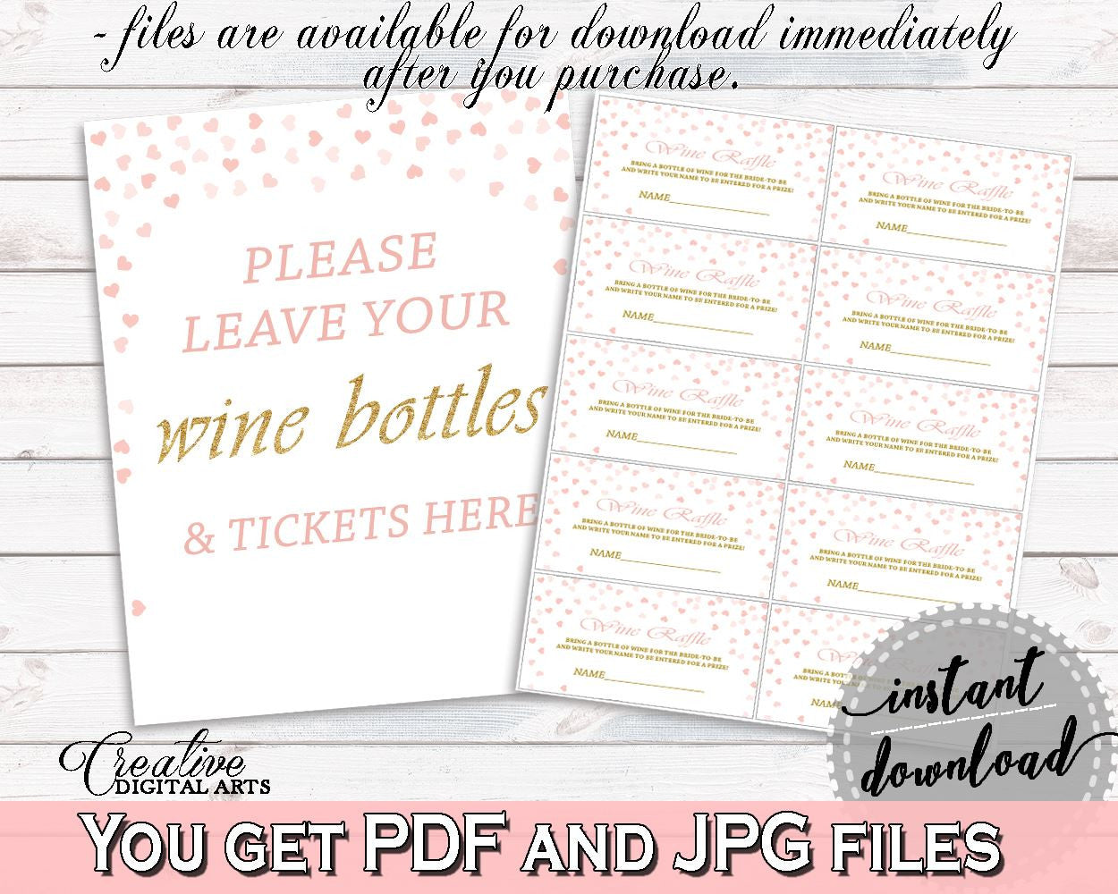 Wine Raffle Bridal Shower Wine Raffle Pink And Gold Bridal Shower Wine Raffle Bridal Shower Pink And Gold Wine Raffle Pink Gold - XZCNH - Digital Product