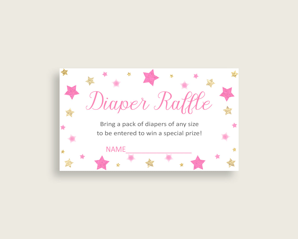 Twinkle Star Baby Shower Diaper Raffle Tickets Game, Girl Pink Gold Diaper Raffle Card Insert and Sign Printable, Instant Download bsg01