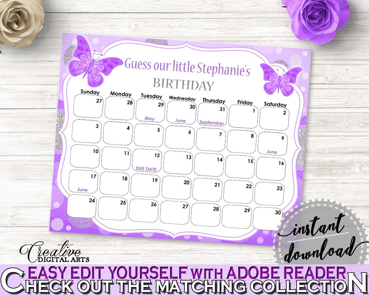 Birthday Predictions Baby Shower Birthday Predictions Butterfly Baby Shower Birthday Predictions Baby Shower Butterfly Birthday 7AANK - Digital Product