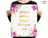 Faith Fear Print, Beautiful Wall Art with Frame and Canvas options available Encouraging Decor