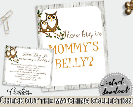 Mommy's Belly Baby Shower Mommy's Belly Owl Baby Shower Mommy's Belly Baby Shower Owl Mommy's Belly Gray Brown party supplies - 9PUAC - Digital Product