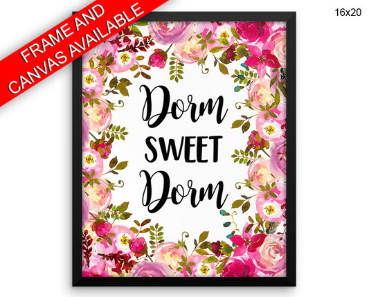 Dorm Sweet Dorm Print, Beautiful Wall Art with Frame and Canvas options available Student Decor