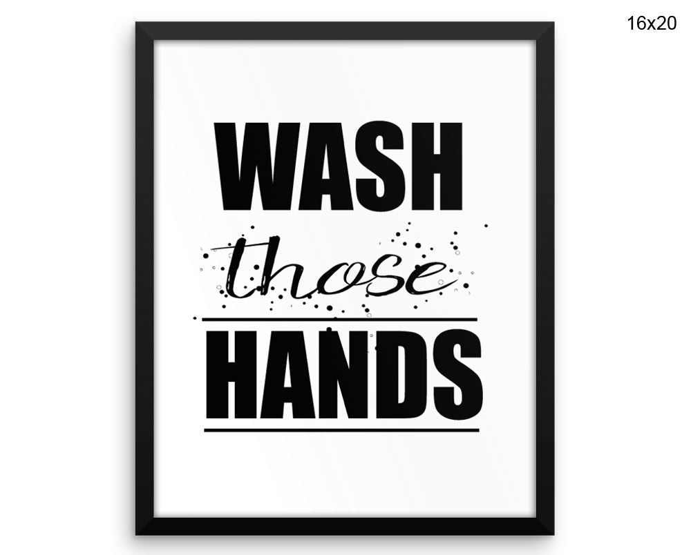 Wash Hands Print, Beautiful Wall Art with Frame and Canvas options available Bathroom Decor