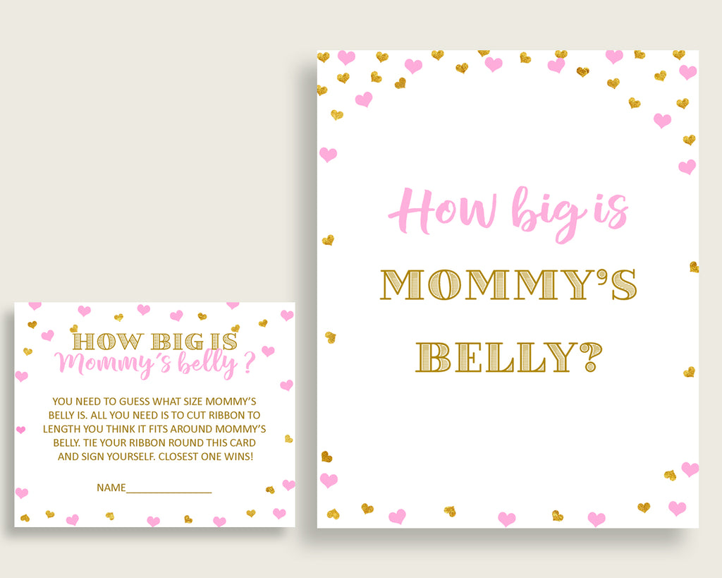 Mommy's Belly Baby Shower Mommy's Belly Hearts Baby Shower Mommy's Belly Baby Shower Hearts Mommy's Belly Pink Gold instant download bsh01