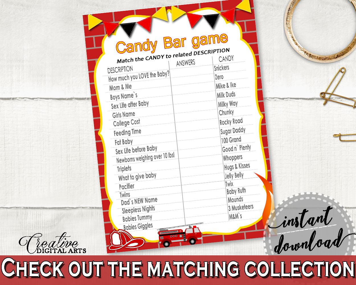 Candy Bar Game Baby Shower Candy Bar Game Fireman Baby Shower Candy Bar Game Red Yellow Baby Shower Fireman Candy Bar Game - LUWX6 - Digital Product