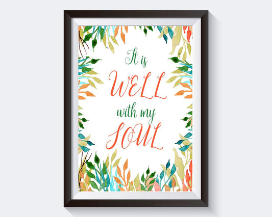 Wall Art Verse Digital Print Soul Poster Art Verse Wall Art Print Soul  Wall Decor Verse watercolor leaves scripture art well soul - Digital Download