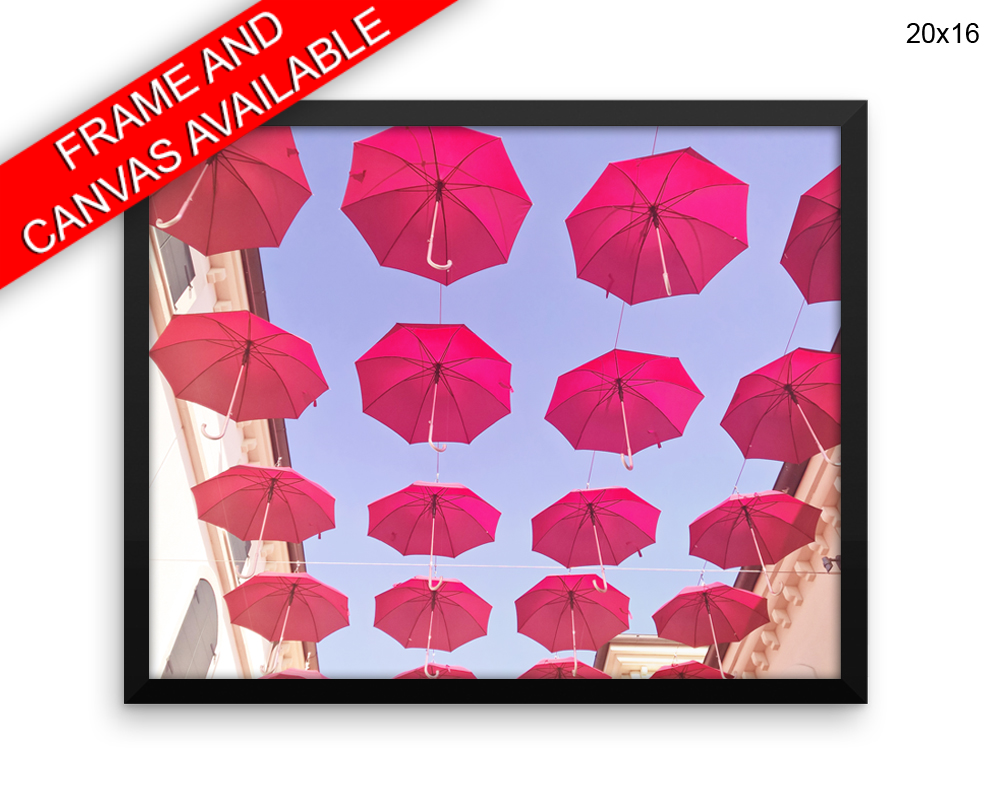 Red Umbrella Print, Beautiful Wall Art with Frame and Canvas options available Photography Decor