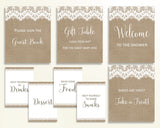 Table Signs Baby Shower Table Signs Burlap Lace Baby Shower Table Signs Baby Shower Burlap Lace Table Signs Brown White printables W1A9S - Digital Product