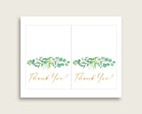 Green Gold Thank You Cards Printable, Greenery Baby Shower Thank You Notes, Gender Neutral Shower Thank You Folded, Instant Download, Y8X33