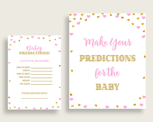 Baby Predictions Baby Shower Baby Predictions Hearts Baby Shower Baby Predictions Baby Shower Hearts Baby Predictions Pink Gold party bsh01