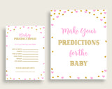 Baby Predictions Baby Shower Baby Predictions Hearts Baby Shower Baby Predictions Baby Shower Hearts Baby Predictions Pink Gold party bsh01