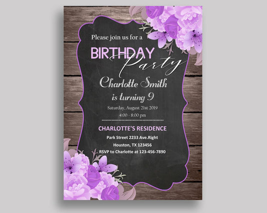 Rustic Flowers Birthday Invitation Rustic Flowers Birthday Party Invitation Rustic Flowers Birthday Party Rustic Flowers Invitation AKNEV - Digital Product