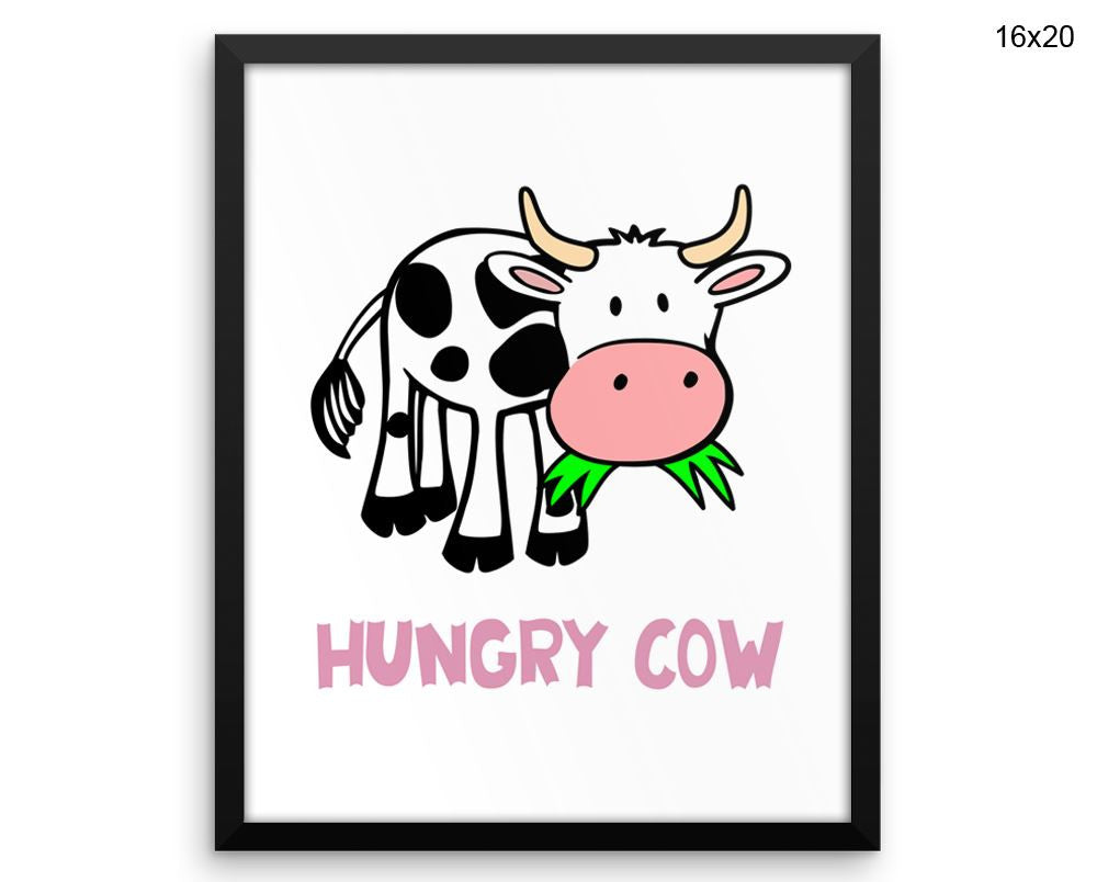 Hungry Cow Print, Beautiful Wall Art with Frame and Canvas options available Kitchen Decor