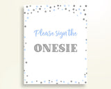 Sign The Onesie Baby Shower Design A Onesie Blue And Silver Baby Shower Sign The Onesie Blue Silver Baby Shower Blue And Silver Design OV5UG - Digital Product