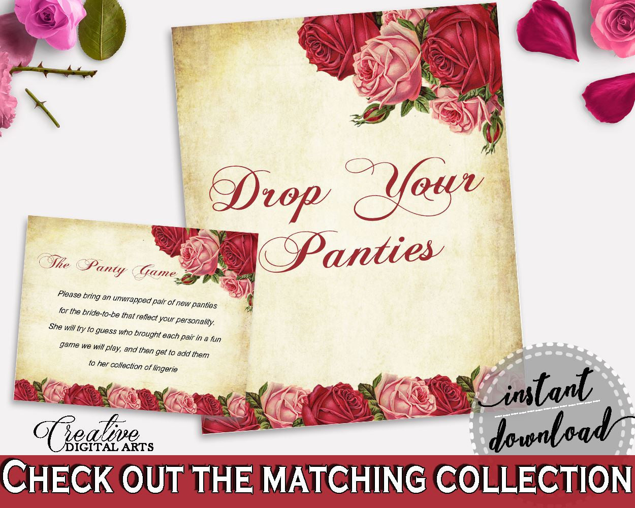 Drop Your Panties Bridal Shower Drop Your Panties Vintage Bridal Shower Drop Your Panties Bridal Shower Vintage Drop Your Panties Red XBJK2 - Digital Product