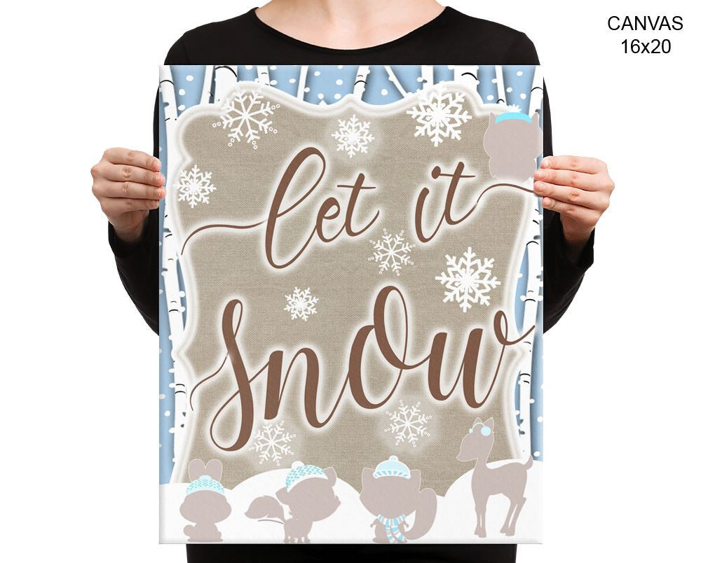 Let It Snow Print, Beautiful Wall Art with Frame and Canvas options available Winter Decor