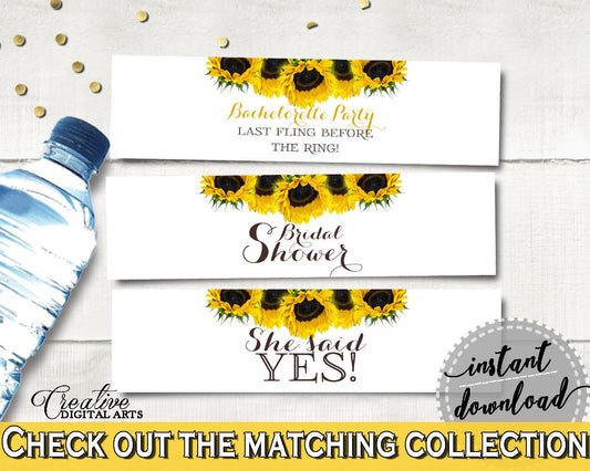 Bottle Labels Bridal Shower Bottle Labels Sunflower Bridal Shower Bottle Labels Bridal Shower Sunflower Bottle Labels Yellow White SSNP1 - Digital Product