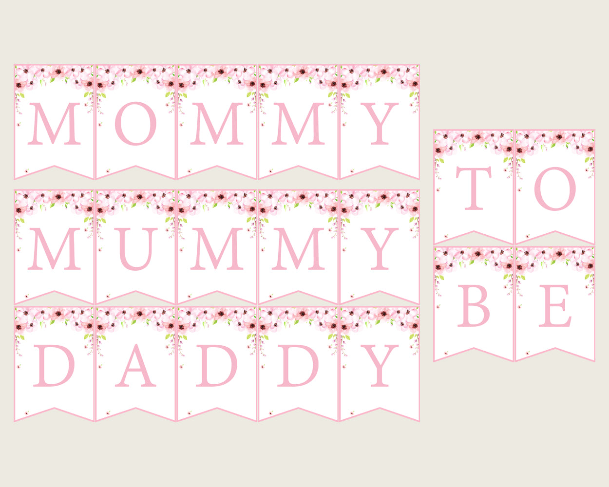 Flower Blush Baby Shower Chair Banner Printable, Pink Green Chair Banner, Girl Shower, Mama To Be, Mommy, Dad Mom To Be, Instant VH1KL
