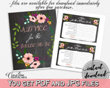Chalkboard Flowers Bridal Shower Advice For The Bride To Be in Black And Pink, advice cards, chalkboard floral, party organization - RBZRX - Digital Product