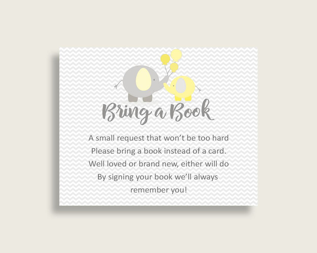 Bring A Book Baby Shower Bring A Book Yellow Baby Shower Bring A Book Baby Shower Elephant Bring A Book Yellow Gray party organising W6ZPZ