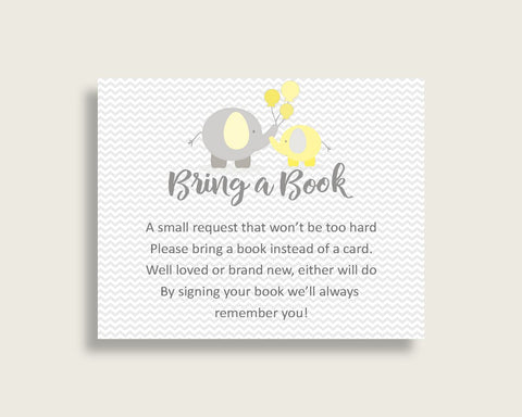 Bring A Book Baby Shower Bring A Book Yellow Baby Shower Bring A Book Baby Shower Elephant Bring A Book Yellow Gray party organising W6ZPZ
