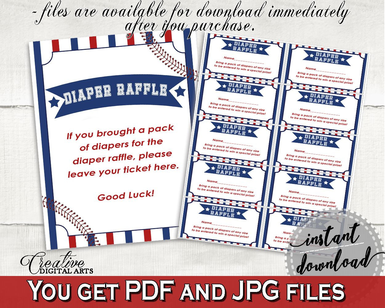 Diaper Raffle Baby Shower Diaper Raffle Baseball Baby Shower Diaper Raffle Baby Shower Baseball Diaper Raffle Blue Red pdf jpg, party YKN4H - Digital Product