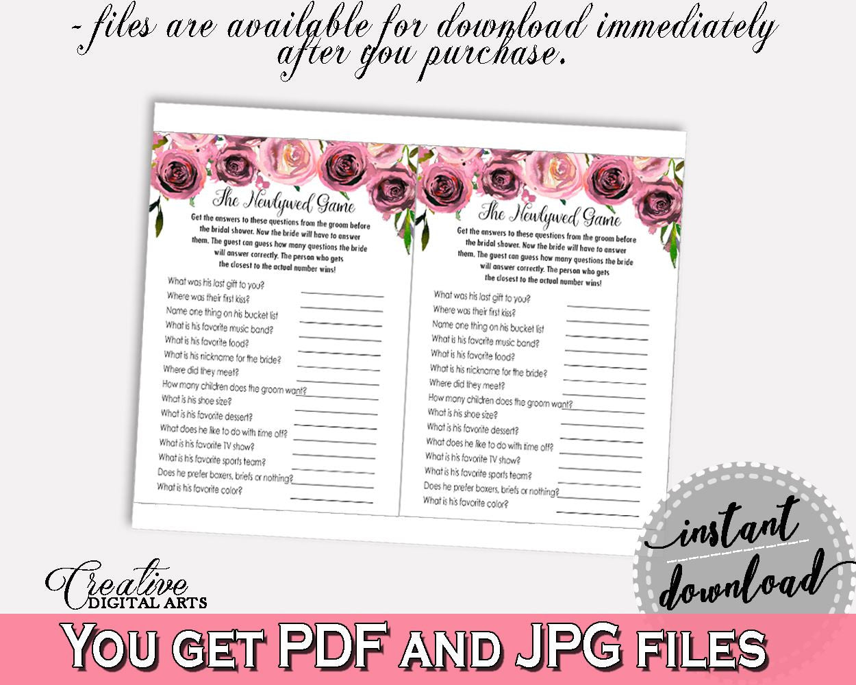 The Newlywed Game Bridal Shower The Newlywed Game Floral Bridal Shower The Newlywed Game Bridal Shower Floral The Newlywed Game Pink BQ24C - Digital Product