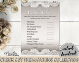 Traditional Lace Bridal Shower The Price Is Right Game in Brown And Silver, price game, elegant bridal, customizable files, prints - Z2DRE - Digital Product
