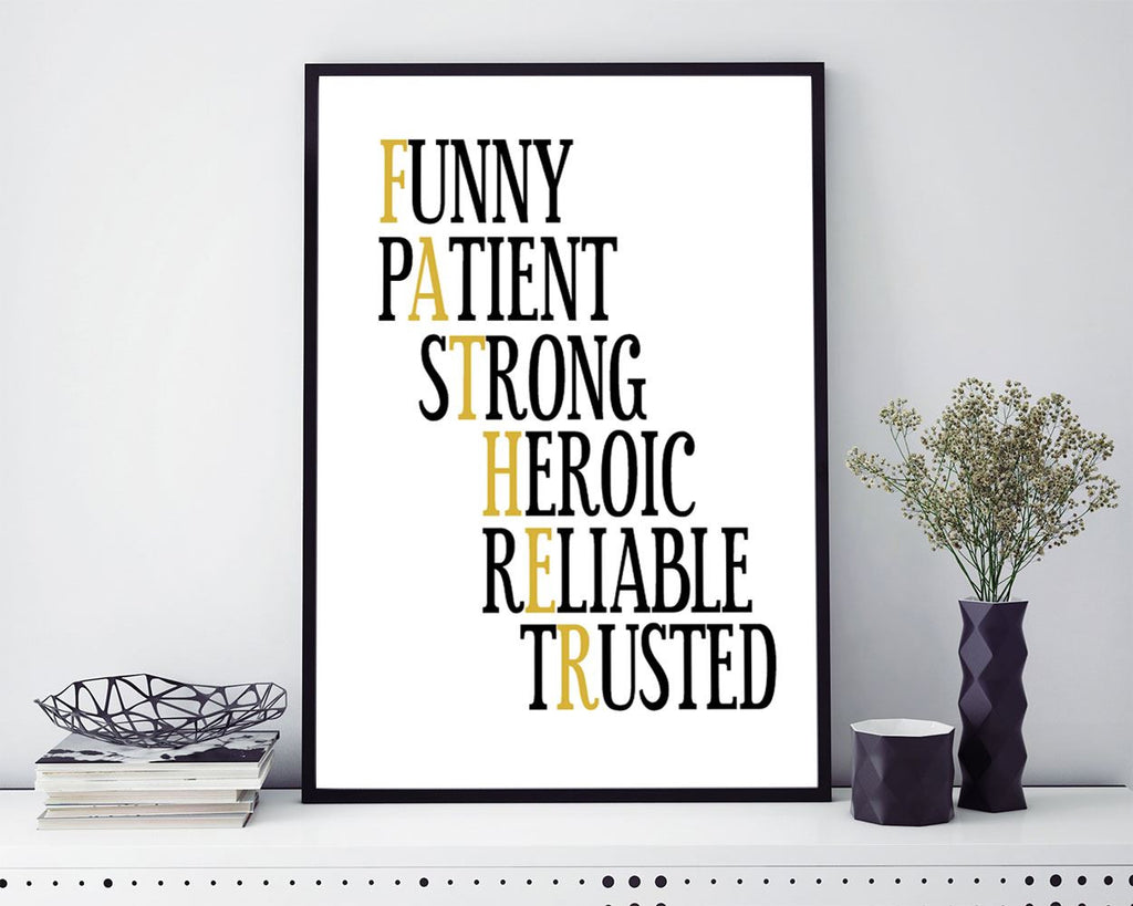 Wall Art Father Digital Print Father Poster Art Father Wall Art Print Father  Wall Decor Father black and gold father gift typography - Digital Download