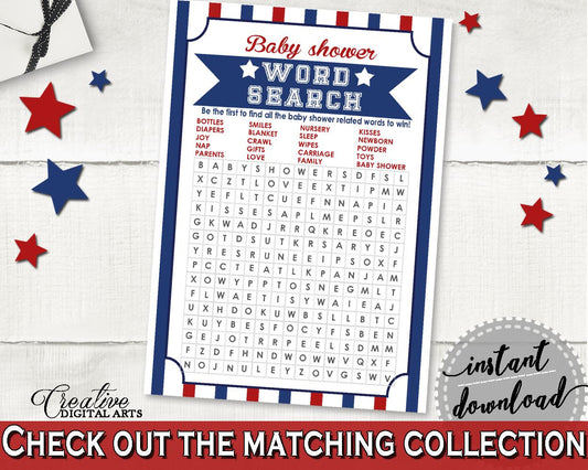 Word Search Baby Shower Word Search Baseball Baby Shower Word Search Baby Shower Baseball Word Search Blue Red customizable files - YKN4H - Digital Product