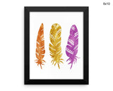 Bohemian Print, Beautiful Wall Art with Frame and Canvas options available Feathers Decor