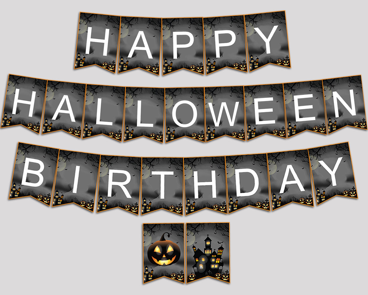 Halloween Bash Happy Halloween Banner, Birthday Party Banner, Halloween Printable Black Orange Banner Letters for Boy Girl, LXRNF