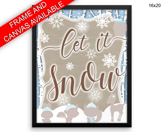 Let It Snow Print, Beautiful Wall Art with Frame and Canvas options available Winter Decor