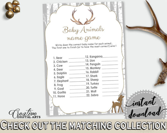 Baby Animal Names Baby Shower Baby Animal Names Deer Baby Shower Baby Animal Names Baby Shower Deer Baby Animal Names Gray Brown Z20R3 - Digital Product