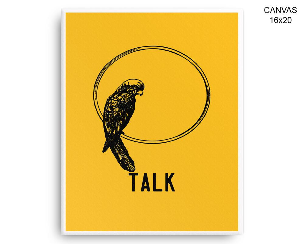 Talk Parrot Print, Beautiful Wall Art with Frame and Canvas options available Bedroom Decor