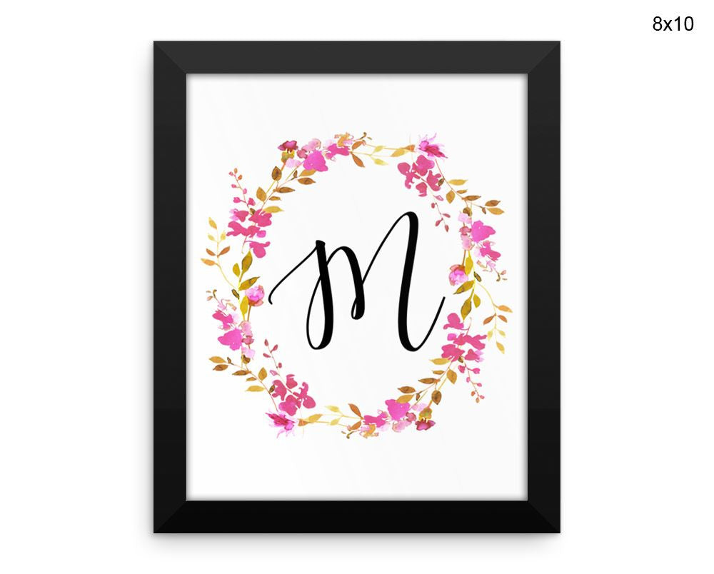 M Initial Print, Beautiful Wall Art with Frame and Canvas options available Letters Decor