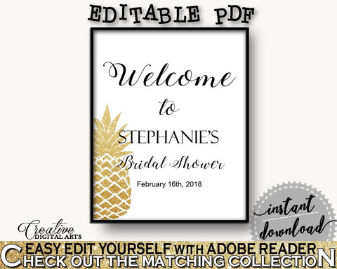 Bridal Shower Welcome Sign Editable Bridal Shower Bridal Shower Welcome Sign Editable Pineapple Bridal Shower Bridal Shower Welcome 86GZU - Digital Product
