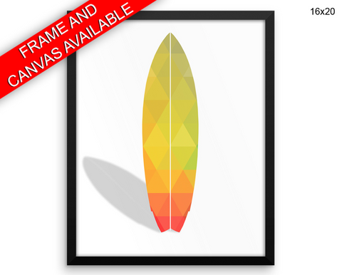 Surfboard Print, Beautiful Wall Art with Frame and Canvas options available Summer Decor