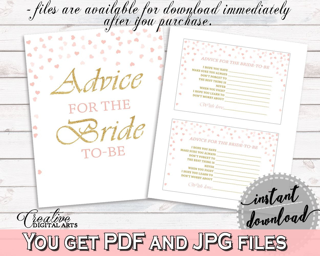 Advice Cards Bridal Shower Advice Cards Pink And Gold Bridal Shower Advice Cards Bridal Shower Pink And Gold Advice Cards Pink Gold - XZCNH - Digital Product