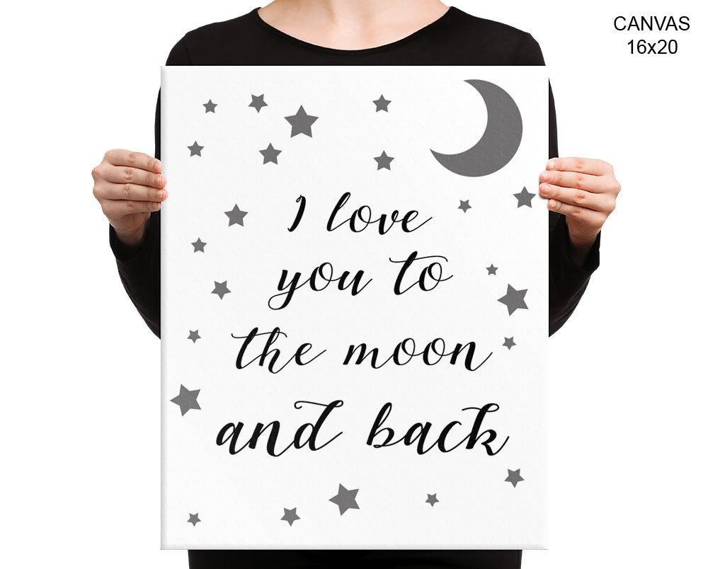 I Love You To The Moon And Back Print, Beautiful Wall Art with Frame and Canvas options available