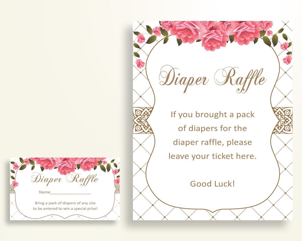 Diaper Raffle Baby Shower Diaper Raffle Roses Baby Shower Diaper Raffle Baby Shower Roses Diaper Raffle Pink White shower activity U3FPX - Digital Product